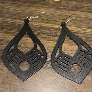 Black Geometric Drop Earrings
